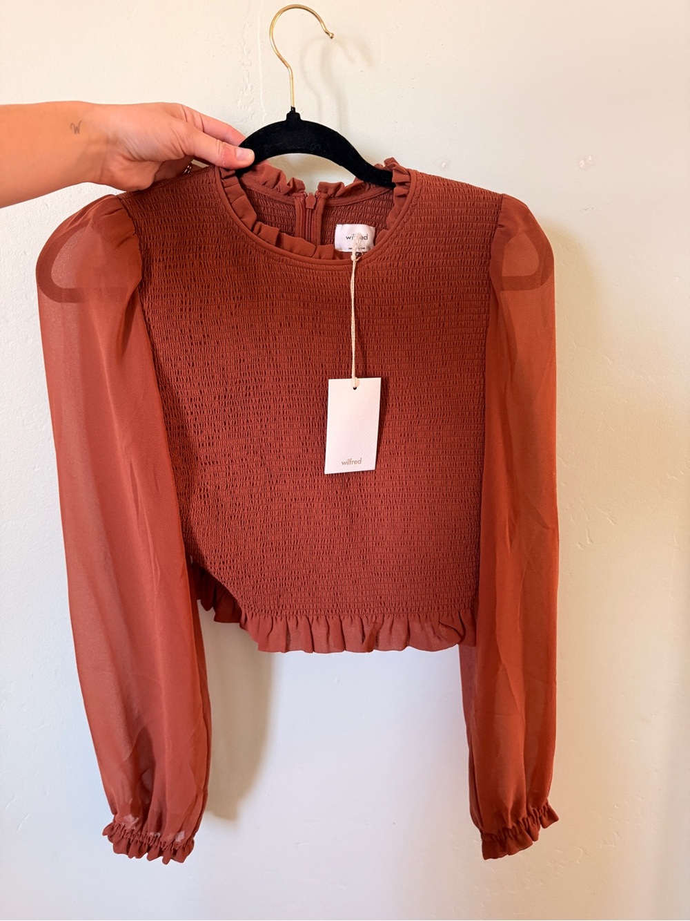 NWT Atitzia Wilfred Tempest Blouse in Anise Brown Size Small - Picture 4 of 6